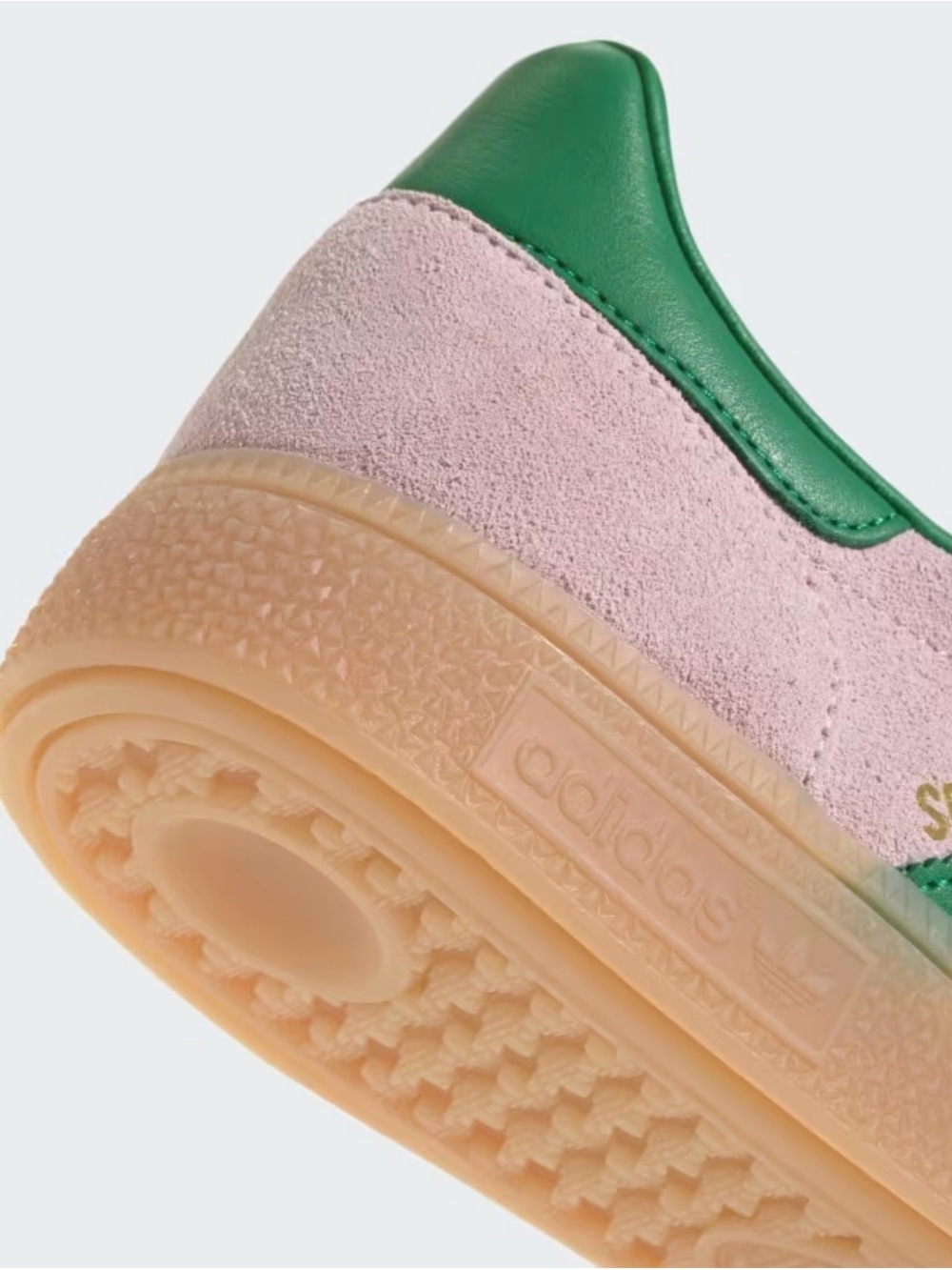 adidas Originals Pink Suede Spezial with Green Stripes and Gum Sole - Picture 7 of 9